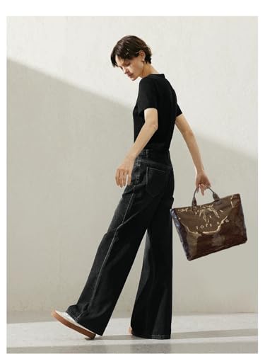 Image of Large Tote Bags for Women PVC Clear Totes Bag Plastic Carry All Bag Kraft Paper Shoulder Handbag Hobo for Work Travel
