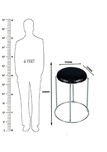 Image of NGFC Cushioned Seat Round Stool || Stainless Steel for Indoor /Outdoor /Home /Medical /Hospital /Food /Doctor /Kitchen /Office /Chair /Cafe /Cafeteria Size- 45 cm, Black