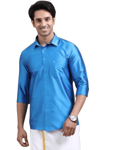 Image of Tattva Men Silk Blend Ethnic Shirt | Traditional South Indian Wear for Wedding, Festivals & Casual Wear