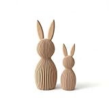 Scandi Osterhase 3D Deko – Minimalistische Osterdekoration im skandinavischen Design – Gerippte Oberfläche – Moderne Frühlingsdeko 3D-Druck – Set aus Klein 11 cm und Groß 16 cm (latte brown)