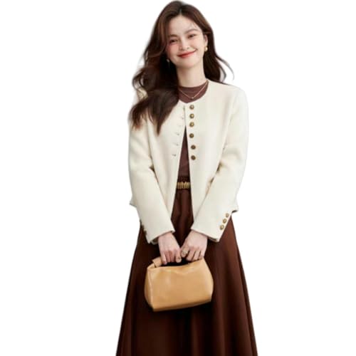 Veste polyvalente en tweed chaud avec col unique asymétrique