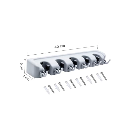 Suporte para Vassoura com Organizador Multifuncional de Parede – Maximize sua Lavanderia com Eficiên