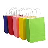 ZUNOXAZ 20 Piezas Bolsas Kraft con Asas Bolsas Colores Surtidos para Fiestas Cumpleaños Bodas Comuniones Navidad Embalaje Resistente