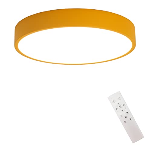 Herischen ledシーリングライト 30W 薄型シーリングライト 無段階調光調色・リモコン付き・全灯と50％・常夜灯 ~8畳 北欧風 (イエロー)