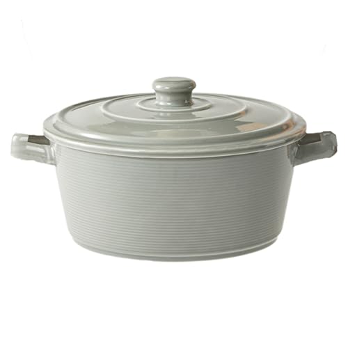 Olla Sopera De CeráMica con Cubrir,Olla De Sopa Esmaltada Vintage Cubrir,Cazuela Hierro Fundido,ProteccióN contra La CorrosióN,Apto para Hornos Microondas,Lavavajillas