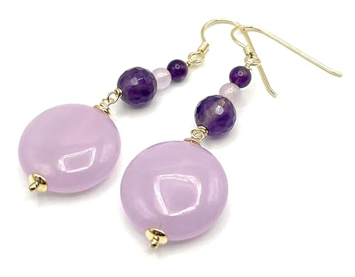 Boucles d'oreilles jade lavande cadeau idéal en améthyste et vermeil