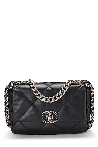 Chanel, Pre-Loved Black Quilted Lambskin Chanel 19 Flap Bag, Black