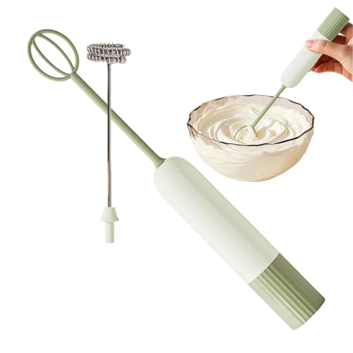 Espumador de leche eléctrico – Batidor de espuma portátil, mezclador de bebidas extraíble con 2 cabezales para leche y té, accesorios de cocina con mango fácil de agarrar herramienta de bebida
