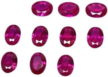Natural Burmese Red Ruby Oval Cut Faceted Loose Gemstone for Jewellery Making Perfect Gift for Anniversary - 10 Pcs Lot