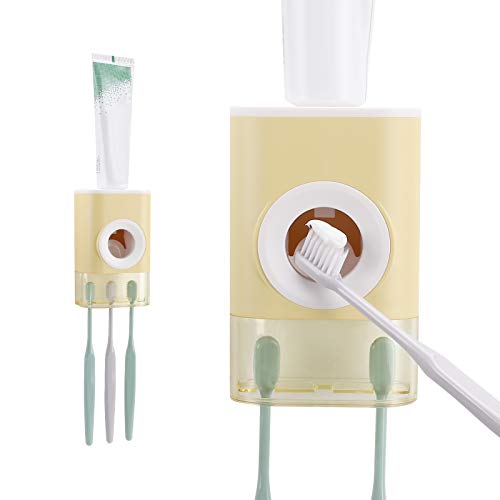 Fufengz Toothbrush Holder For Bathroom Wall Mounted Electric Shower Toothbrush Holderkids Automatic Toothpaste Dispens（Small Yellow #TOP23