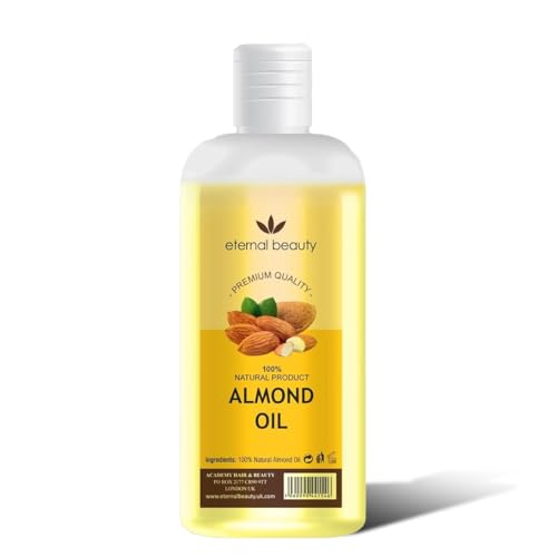 Premium 100% Natural Almond Oil - Cold Pressed, Pure & Organic Hair & Skin Care Treatment, Moisturizer, Massage Oil, Anti-Aging & Hair Growth Enhancer - 250ML | Eternal Beauty