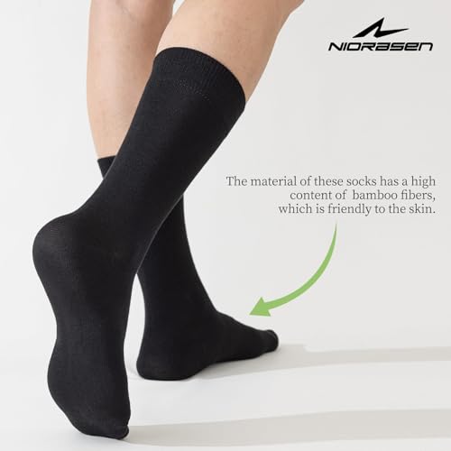Image of Niorasen Mens Dress Socks, 6 Pairs Soft Breathable Bamboo Rayon, Classic Mid Calf Socks for Men with Box,Valentines Day