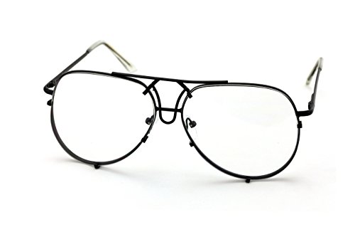V.W.E. New Large Non-Prescription Premium Aviator Clear Lens Glasses Gold Silver Black2