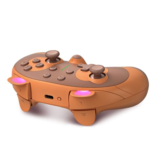 switch コントローラー プロコン ジョイコン スイッチコントローラー switchプロコン ワイヤレスコントローラー ゲーミング 連射機能 ジャイロセンサー搭載 Nintendo ゲームパッド タッチパッド デュアルショック ワイヤレス 無線 互換品 STOGA たぬきち どうぶつの森 (BROWN)