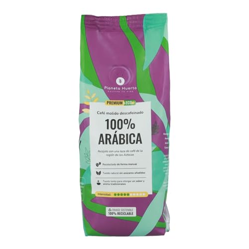 PLANETA HUERTO | Café Descafeinado Molido Eco 100% Arábica 250g - Sabor Suave y Natural