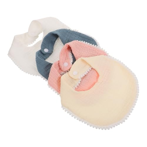 JOINPAYA 4 piezas Baberos de Algodón para Niña Doble Capa de Muselina Suave y Transpirable Absorbentes para Niñas para Dentición y Babeo