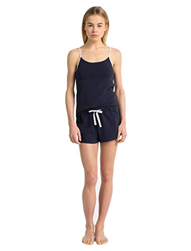 Calvin Klein Women`s Carousel Logo Camisole & Shorts Pajama 2 Piece Set (Shorline(QP1391-476)/White, Large)