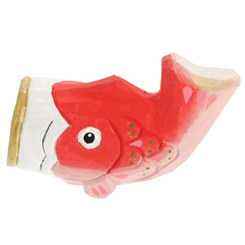 HOMSFOU Peces Artificiales Pez Koi En Miniatura Carpa De Madera Hecha A Mano Escultura De Pez De...
