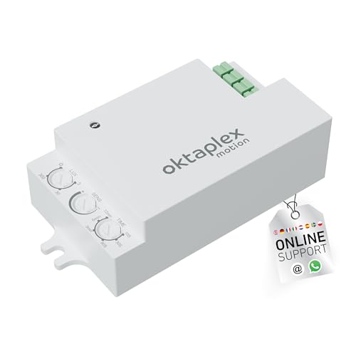 Oktaplex Amy HF - Detector de movimiento incorporado (360 grados, detector de presencia HF incorporado, 24 GHz, detector de movimiento interior, 230 V, color blanco