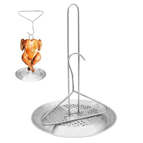 Stainless Steel Turkey Fryer Stand Kit,Turkey Chicken Fryer Stand and Hanger Set,suitable for outdoor turkey deep fryers,Turkey Fryer Grill Stainless Steel Accessories With Drip Pan