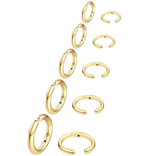 NEWITIN 10 Pieces Gold Clip On Earrings for Men Stainless Steel Hoop Earring Non Piercing Fake Earring Unisex Clip on Hoop Earrings for Women Men