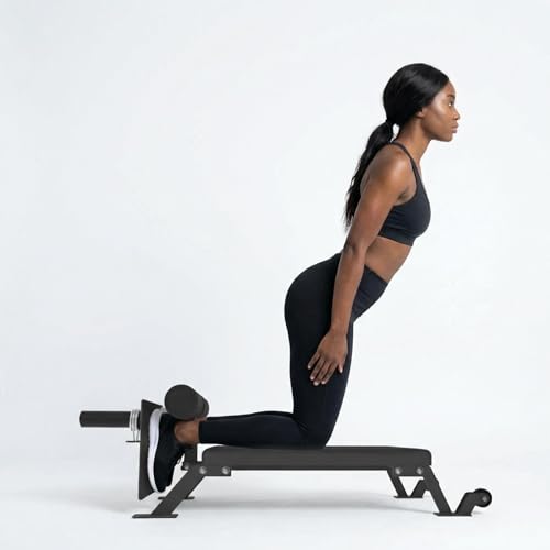 Nordic Curl Machine 450 LBS Capacity Heavy Duty Nordic Hamstring Curl Machine with Thick Pad and Wheels Height Adjustable for Strength TrainingBlack