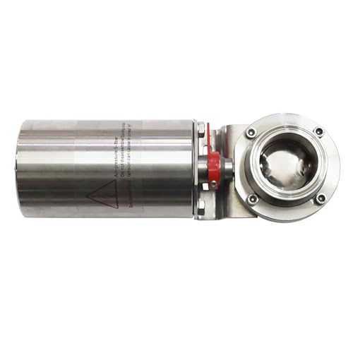 Yokoma 2 inch Sanitary Tri-Clamp Butterfly Valves Pneumatic Actuator Trip Clamp Clover Butterfly Valve 304 Stainless Steel Boiler Still Tank Fermenter for Food Beverage and Industrial Use