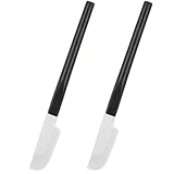 XLIUAX 2 Stück Klein Silikon Spatel, 23 cm Teigschaber Schmal Mini Spatel für Backen Marmelade Spatel Silikonspachtel mit Holzgriff für Backen Mischen Kochen Rührwerkzeuge(Schwarz)