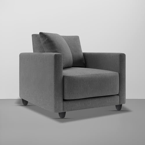 Image of Casaliving Dominic 1 Seater Sofa Set for Living Room (Dark Grey Fabric) Premium Fabric Sofa Set