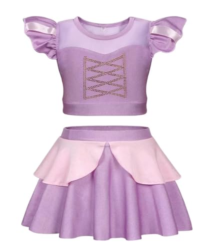 Image of 2PCS Girls Princess Swimsuit Two Piece Toddler Bikini Set Ruffle Bathing Suit Swim Wear Dress Up Purple, 3-4T