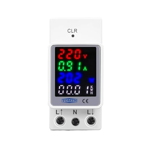 Voltímetro digital y amperímetro de 100A para carril din para control de consumo KWH