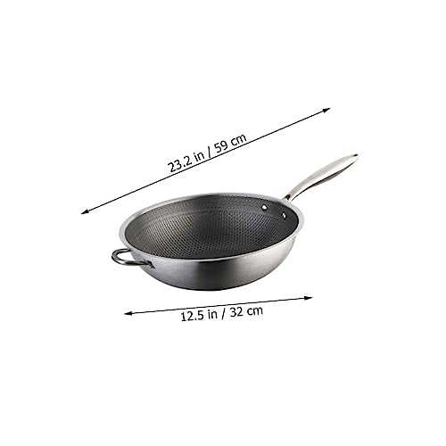 Wok de acero inoxidable con superficie antiadherente de panal y doble mango miniatura 2