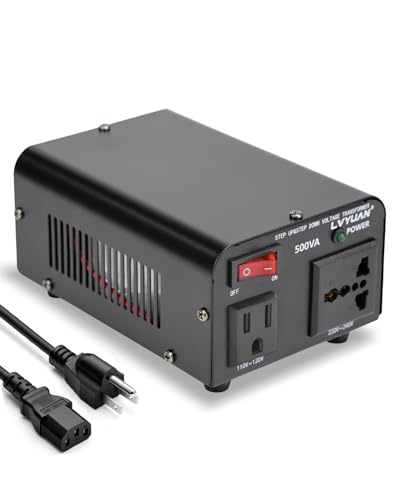 LVYUAN Voltage Transformer Converter 500 Watt Step Up/Down Convert from 110-120 Volt to 220-240 Volt and from 220-240 Volt to 110-120 Volt with US Outlet, Universal Outlet, Circuit Breaker