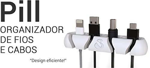 Suporte Celular Apoio Mesa Prc + Organizador Fios Cabos Pill