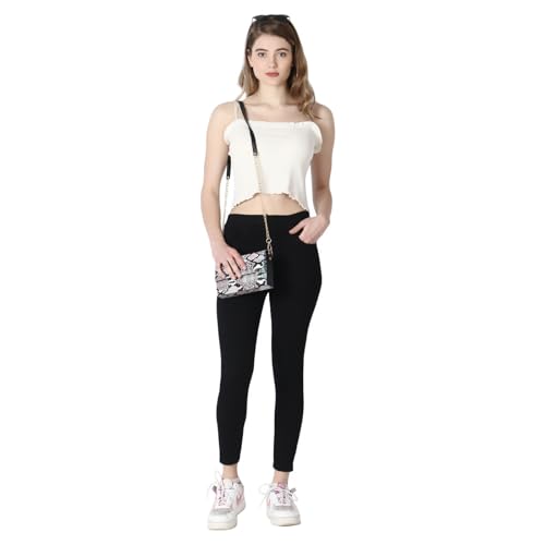 Image of 4Flies Women's Denim Lycra Jeggings - Stretchable Slim Fit Ankle-Length Pants for Casual, Office & Travel Wear - Stylish & Comfortable