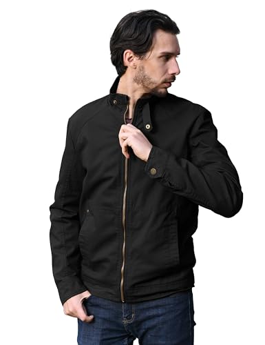 WenVen Men's Casual Canvas Cotton Military Jacket Lightweight Zip Up Outwear3