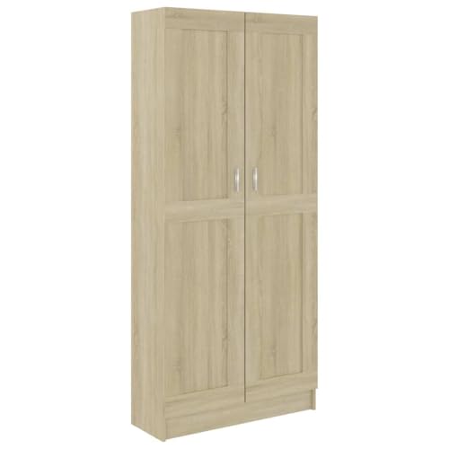 Estantería roble Sonoma de 5 compartimentos y 2 puertas 185cm 2