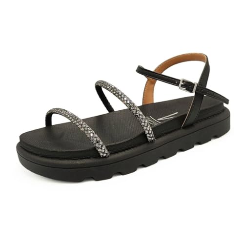Sandalia Vizzano 6459.123 Papete Flatform Brilho Salto Baixo Feminino