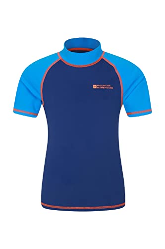 Mountain Warehouse Camiseta de Manga Corta para niños Camiseta para bañarse, Camiseta de Otoño Invierno, Camiseta protección Solar Infantil, Ropa con protección Solar 50. Azul 3-4 Años