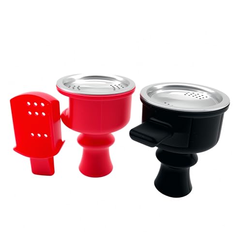 KKDUCK Design Drawer Styles Hookah Silicone Bowls Set with Stainless Steel Charcoal Holder 2pcs per box Black and Red Shisha Hookah Accessories