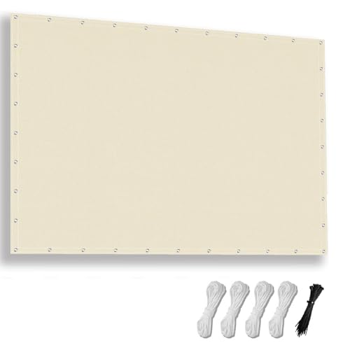 Waterproof Sun Shade Sail 10' x 10' Rectangle Sunshade Cover, 95% UV Block Sun Shade Fabric Outdoor Garden Shade Sail Awning Canopy with Grommets for Backyard Yard Deck Patio, Beige