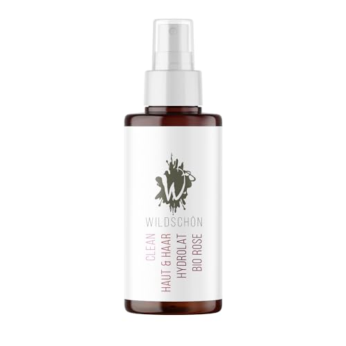Wildschön Cosmética natural: agua de rosas orgánica, rosas de damasco, para piel y cabello, hidrolato rosa, tónico facial refrescante, clarificante y limpiador para la piel y el cabello