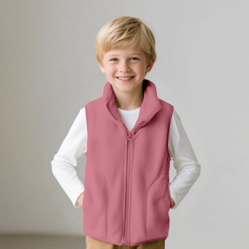 Kids Boys Girls Fuzzy Fleece Zip Up Vest Coat Toddler Sleeveless Stand Collar Waistcoat Teens Winter Thicken Wool Warm Jacket4
