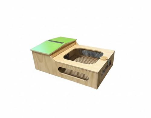 Casetta teca terrario tartarugario casa per taratarughe tartaruga di terra rettili recinto gabbia trasportino 60x40x23h tetto Verde