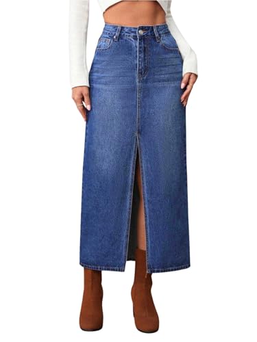 GRECIILOOKS Falda para mujer | Falda corta para mujer | Falda vaquera para mujer | Falda larga para mujer | Falda larga | Falda vaquera | Falda lápiz para mujer formal, Azul, 36