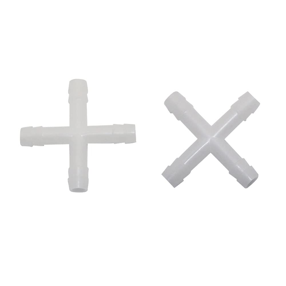 Adaptador de Conector de Manguera Conector de 4 Vías con Conectores Rápidos Cruzados de Púas de 10 Mm Accesorios de Tubería de Riego para Jardínrícola Divisor de Manguera 200 Piezas