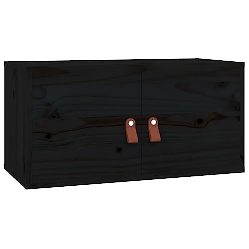 Armoire murale en pin massif meuble suspendu rustique noir haute résistance - 4