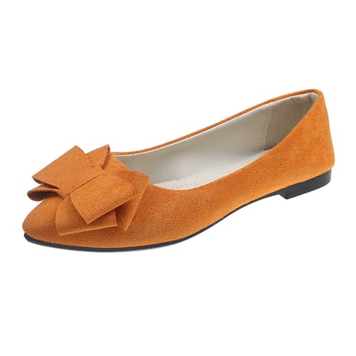 Zapatos planos de ballet para mujer, cómodos zapatos planos con puntera puntiaguda, mocasines para mujer, zapatos planos elegantes, de gamuza sintética, cómodos, puntiagudos, con lazo, bailarina