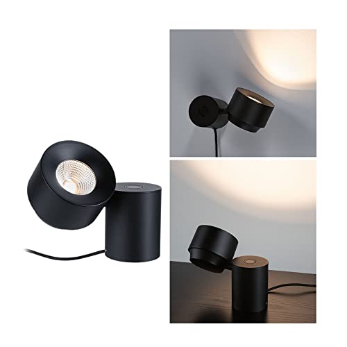 Paulmann 79776 LED Tischleuchte Puric Pane 3-Step-Dim incl. 1x3 Watt dimmbar Tischlampe Schwarz Metall, Kunststoff 2700 K