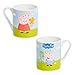Peppa Pig - Tazza per bambini, motivo: animali di peluche, colore blu, verde, in porcellana, 230 ml